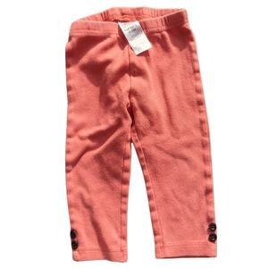 Bn) Carter’s Child of Mine 6–9M Infant Girls Pants • Coral Orange • Button Hem